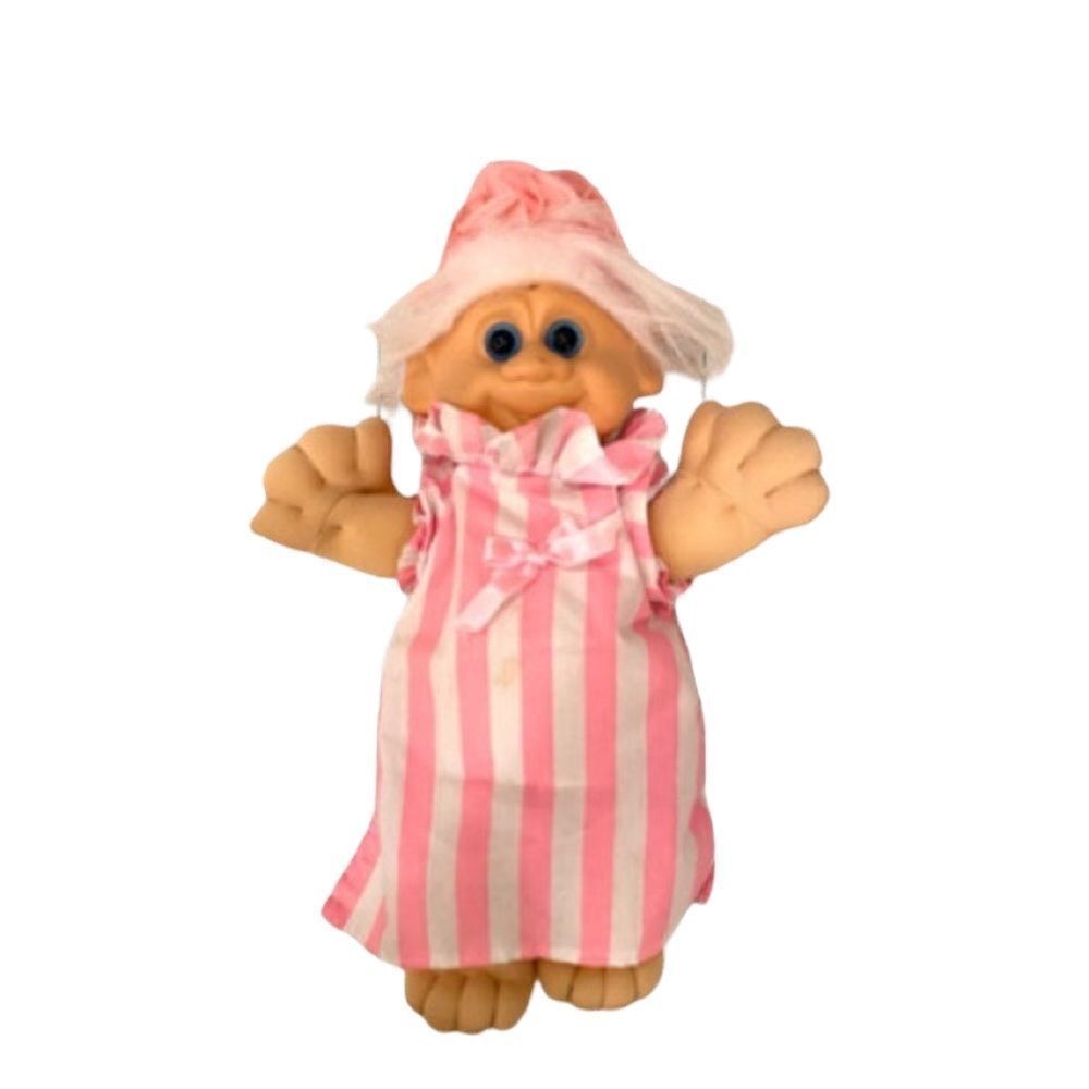 Vintage ABC distribution Troll Doll Pink White Pajama Soft Body Vinyl 1993